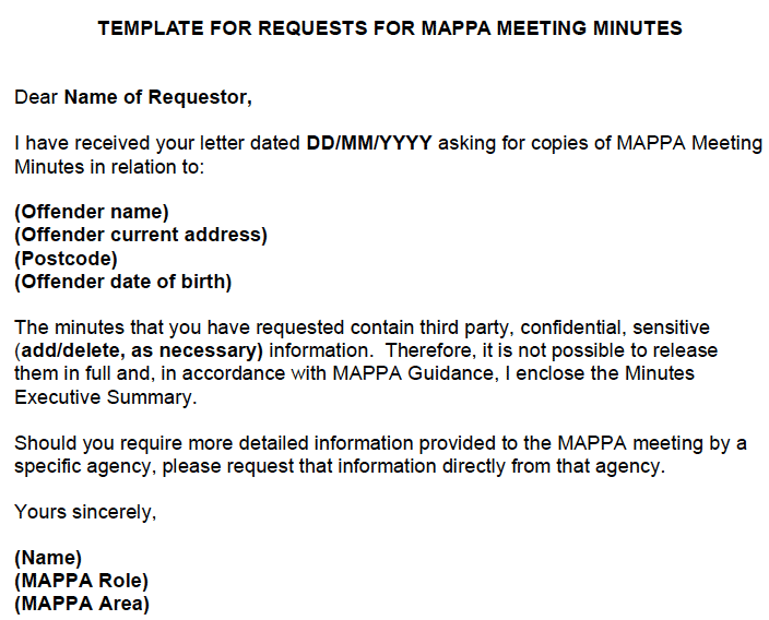 Template for Requests for MAPPA Meeting Minutes