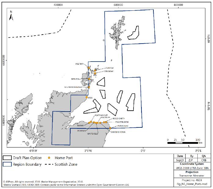 Figure 200 North East region: distribution of home ports
