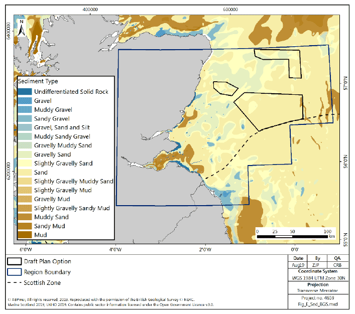 Figure 229 East region: seabed sediments