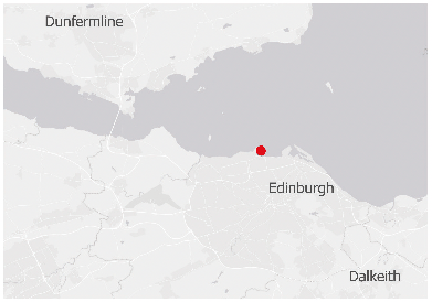 A map highlighting Edinburgh waterfront.
