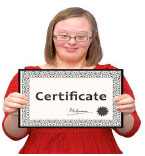 Teenager holding up a certificate