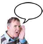 Photo of man shouting with empty speech bubble