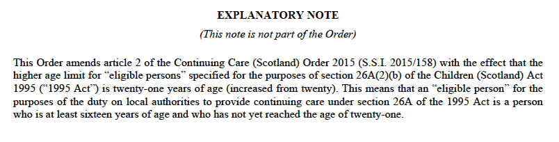 2019 No.CHILDREN AND YOUNG PERSONSThe Continuing Care (Scotland) Amendment Order 2019