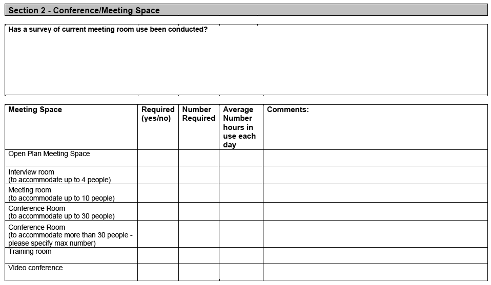 Space Requirement Questionnaire