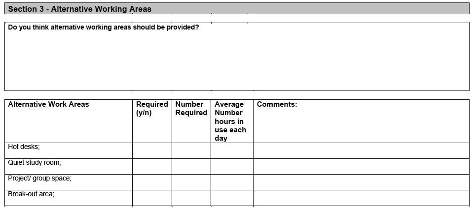Space Requirement Questionnaire