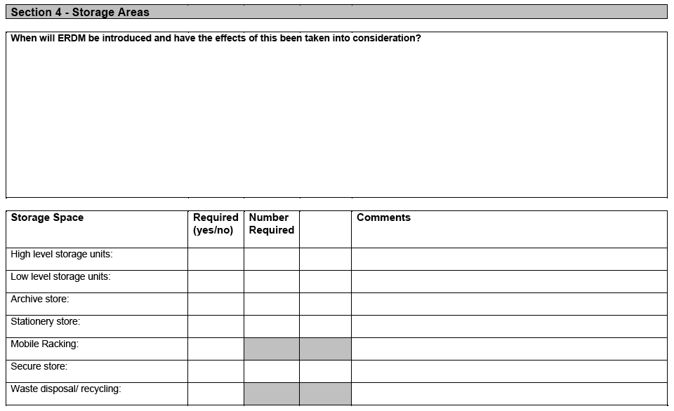 Space Requirement Questionnaire
