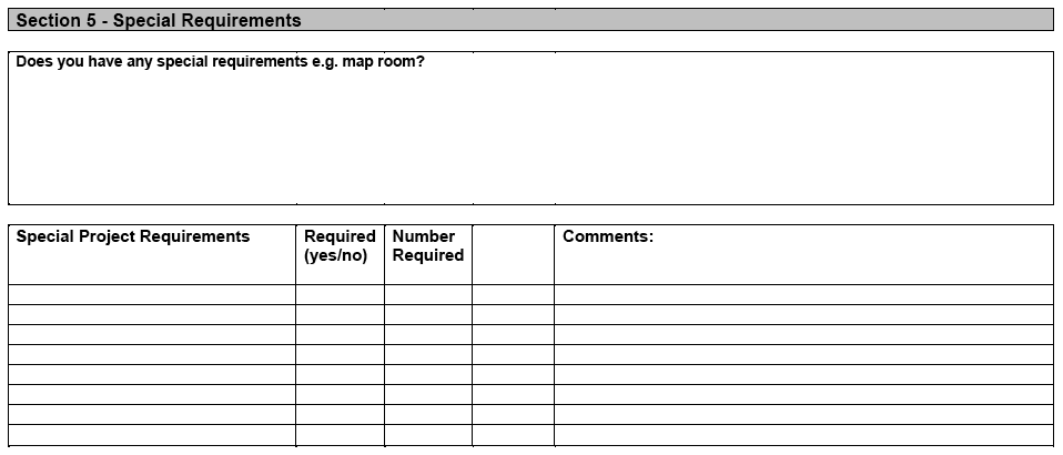 Space Requirement Questionnaire