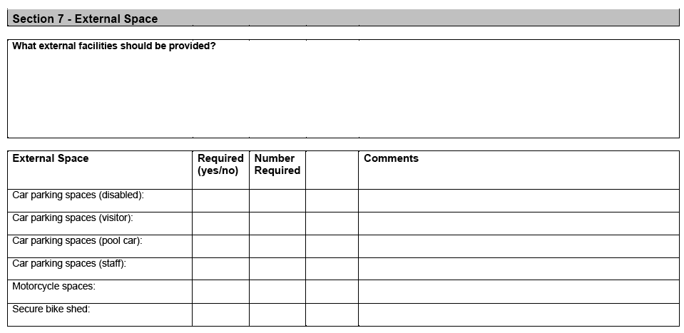 Space Requirement Questionnaire