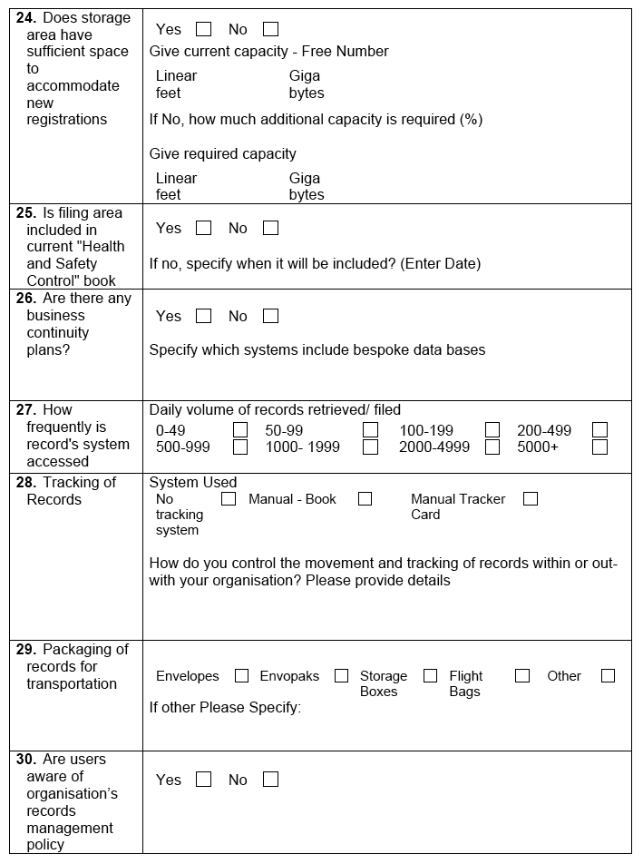 Sample Records Survey Form
