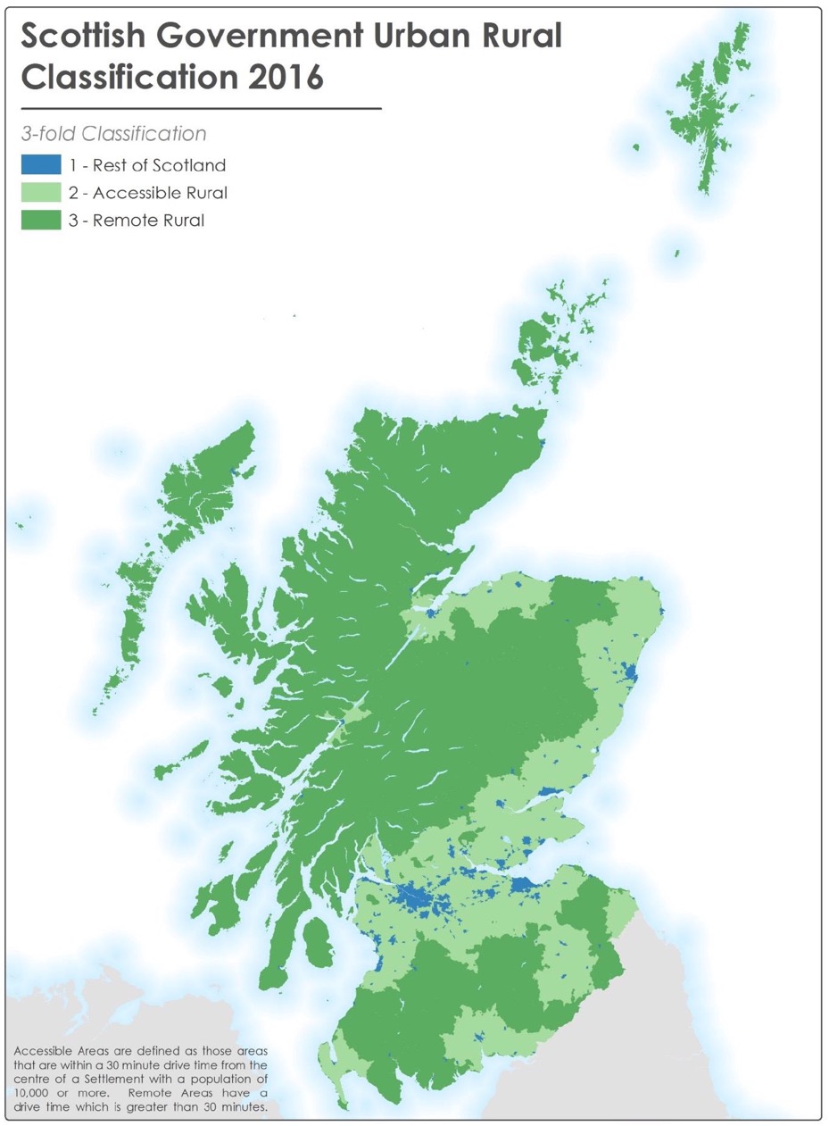 Map 2.2: Scottish Government 3-fold Urban Rural Classification 2016