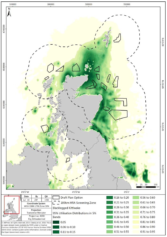 Figure 7: RSPB utilisation distribution data for Black-legged Kittiwake