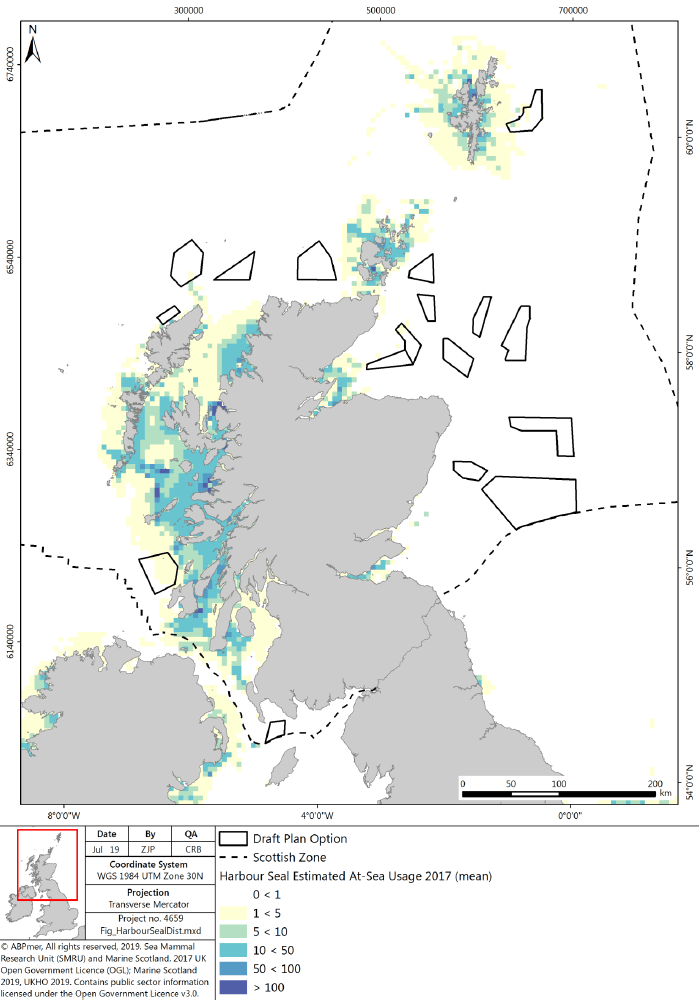 Figure 10 Harbour Seal at sea distribution