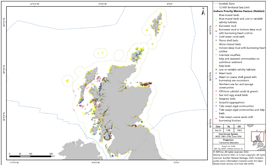 GEMS habitat data in inshore Scottish waters

Map of Scottish waters showing Inshore Priority Marine Features (habitats) in the inshore region. This data can also be found on NMPi.