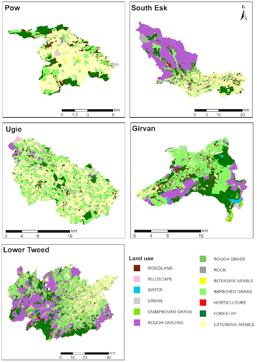 Land use maps for Pow, South Esk, Ugie, Girvan and Lower Tweed case study catchments