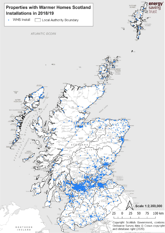 Figure 5 – Map of Warmworks Installations in 2018/19