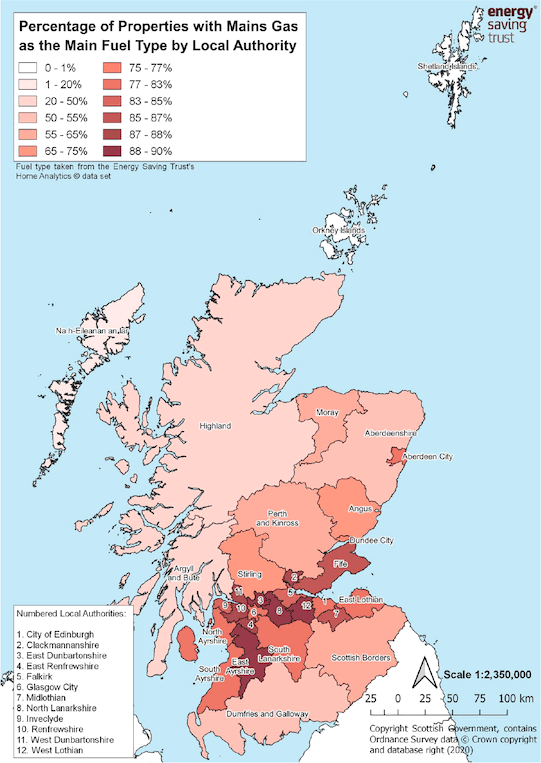 Figure 6 – Map of Postcodes with Gas Supply
