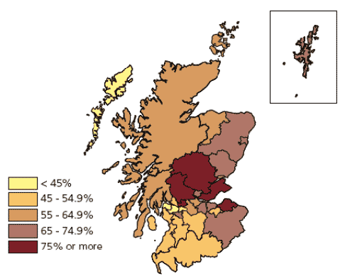 % of households surveyed 2003 - 2004 , who had recycled certain waste items in the past month, by local authority image
