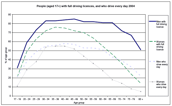 People (aged 17+) with full driving licences, and who drive every day 2004 image