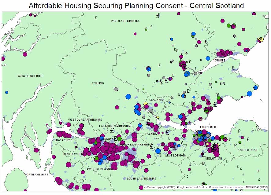 Map 3: Contribution Towards Affordable Housing - CENTRAL SCOTLAND