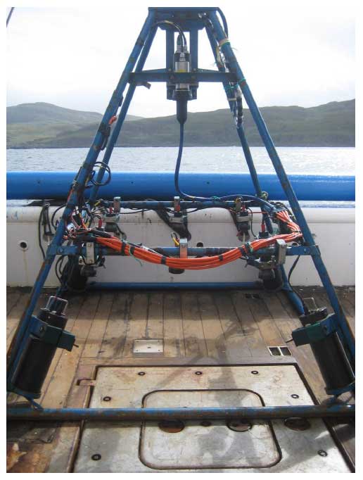 camera drop frame prior to its deployment from the aft deck of FRV Alba na Mara