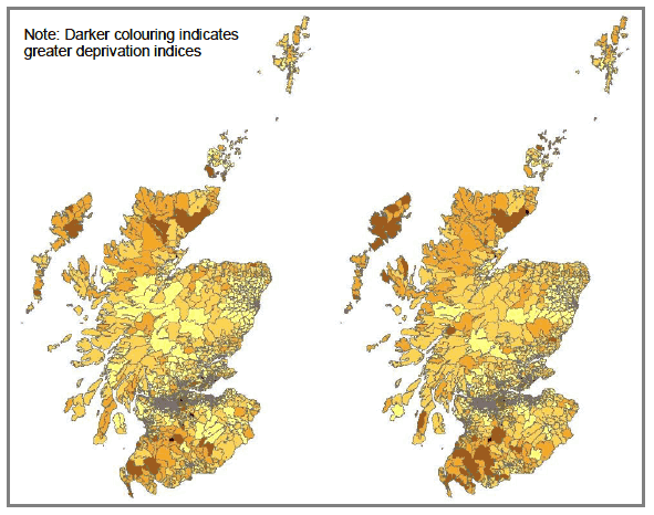 Figure B1.3.1: Areas in Scotland ranked according to the Education and Income Domains