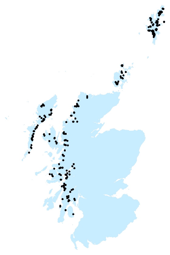 Figure 3: The distribution of active salmon production sites in 2012