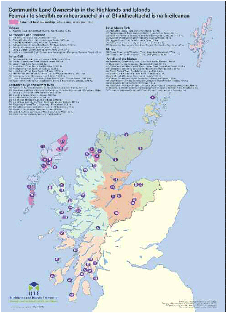 Fig. 14 Community Land Ownership in the Highlands and Islands Enterprise Area