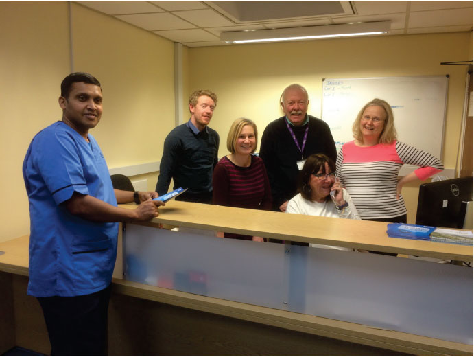 Primary care out of hours team at the Urgent Care Centre, Royal Victoria Hospital Edinburgh, including driver, GPs, nurse practitioner, receptionist and centre support staff