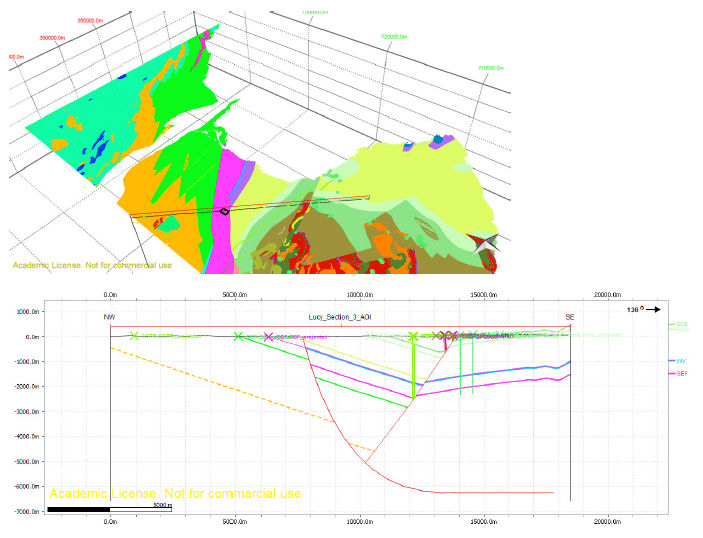 Fig. 3.2: Above: 1:50,000 Bedrock Polygon surface geology provided by the BGS.