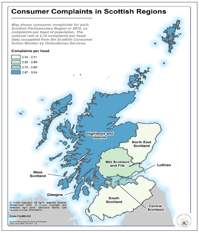 Figure 4: Complaints by region, Scotland (2015)