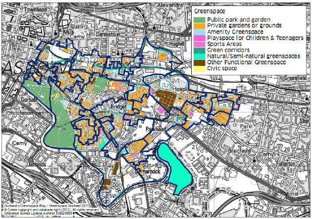 Map S1 - Greenspace in the East End of Glasgow
