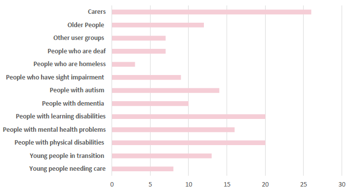 Figure 2: Number of projects working with client groups