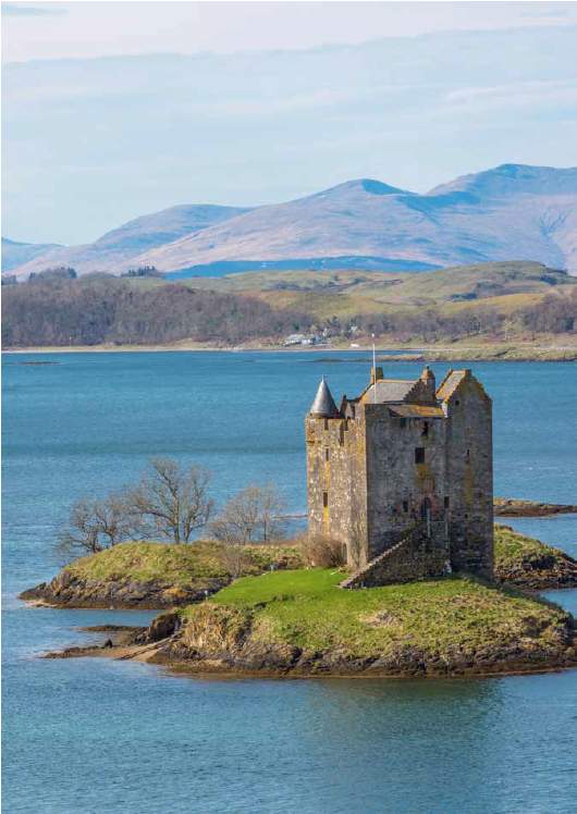 Castle Stalker, situated on an islet on Loch Laich (part of Loch Linnhe), Appin, Argyll