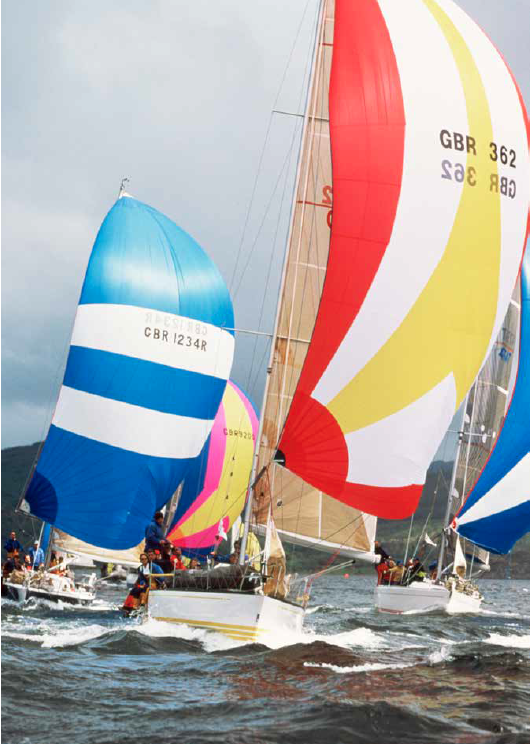 Competitors race in the Bell Lawrie Scottish Series in 2000, Loch Fyne, Argyll