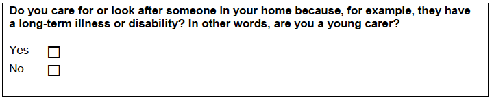 Figure A.9: Version three of question on caring responsibilities