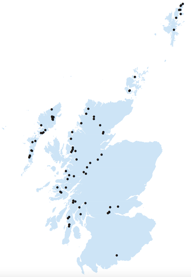 Figure 2: The distribution of active Atlantic salmon smolt sites in 2016