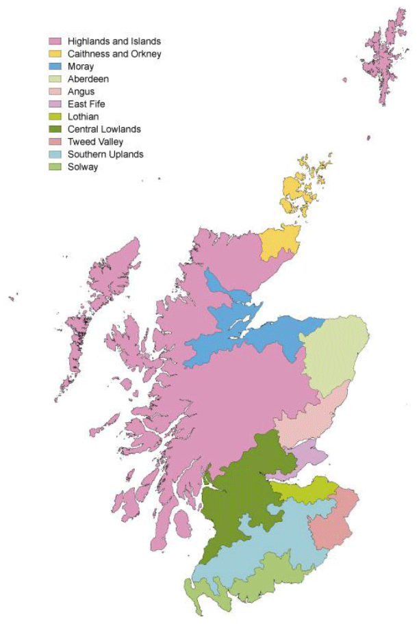 Figure 7: Land use regions of Scotland