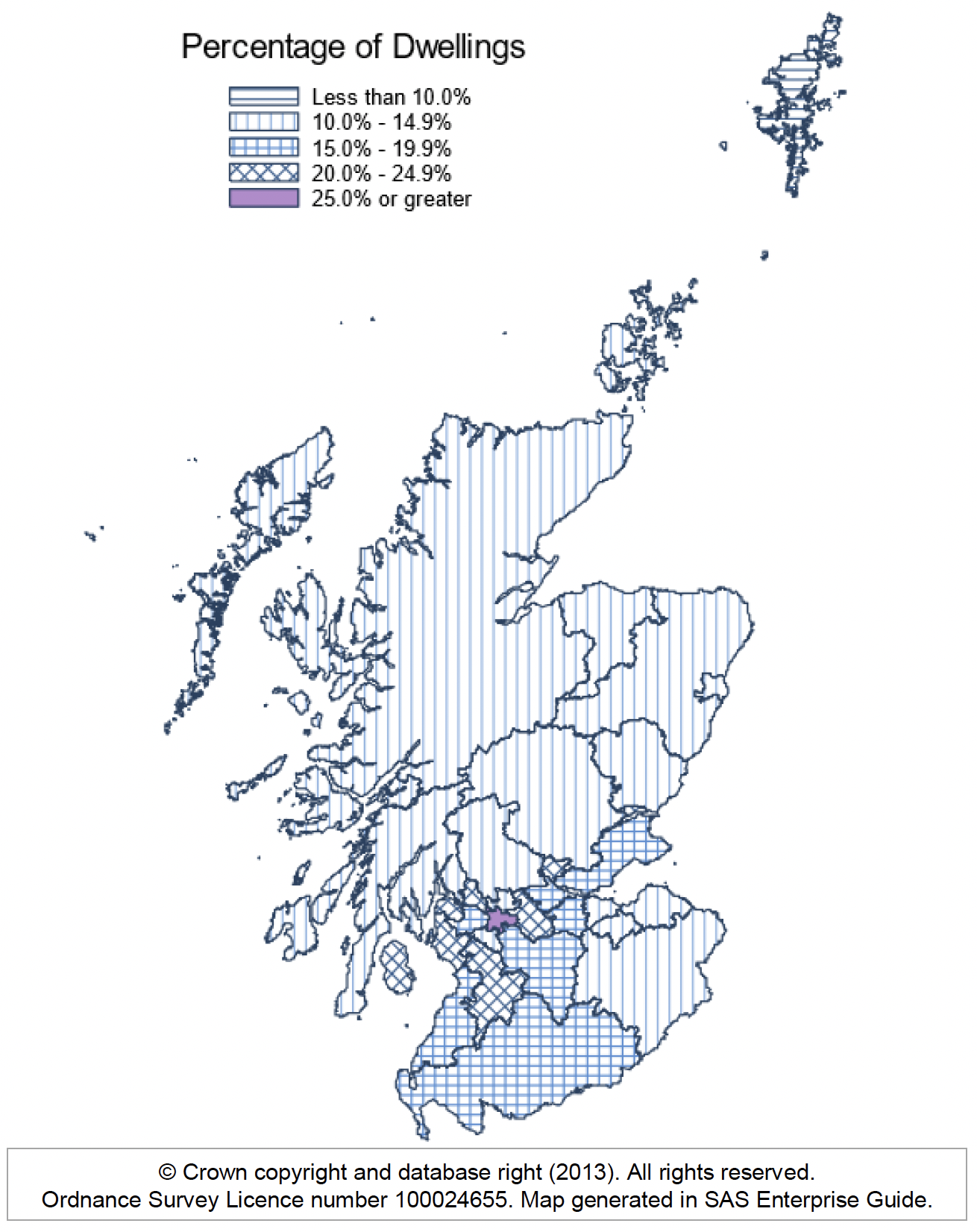 Map showing proportion of chargeable dwellings in receipt of CTR by local authority, March 2023