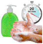 A person washing their hands for 20 seconds