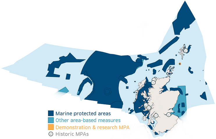 Map showing Scotland’s MPA network, including sites in the Orkney Islands