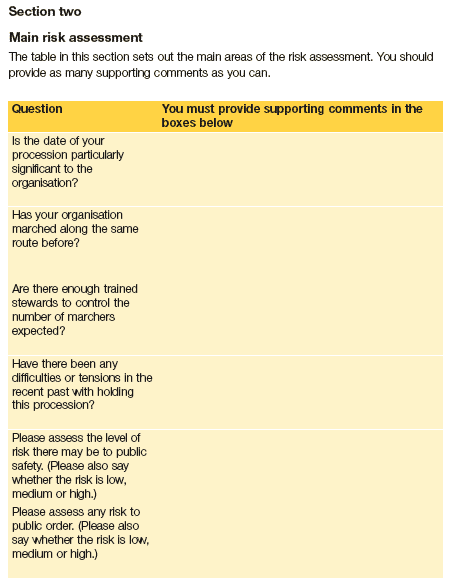 image of Risk assessment form