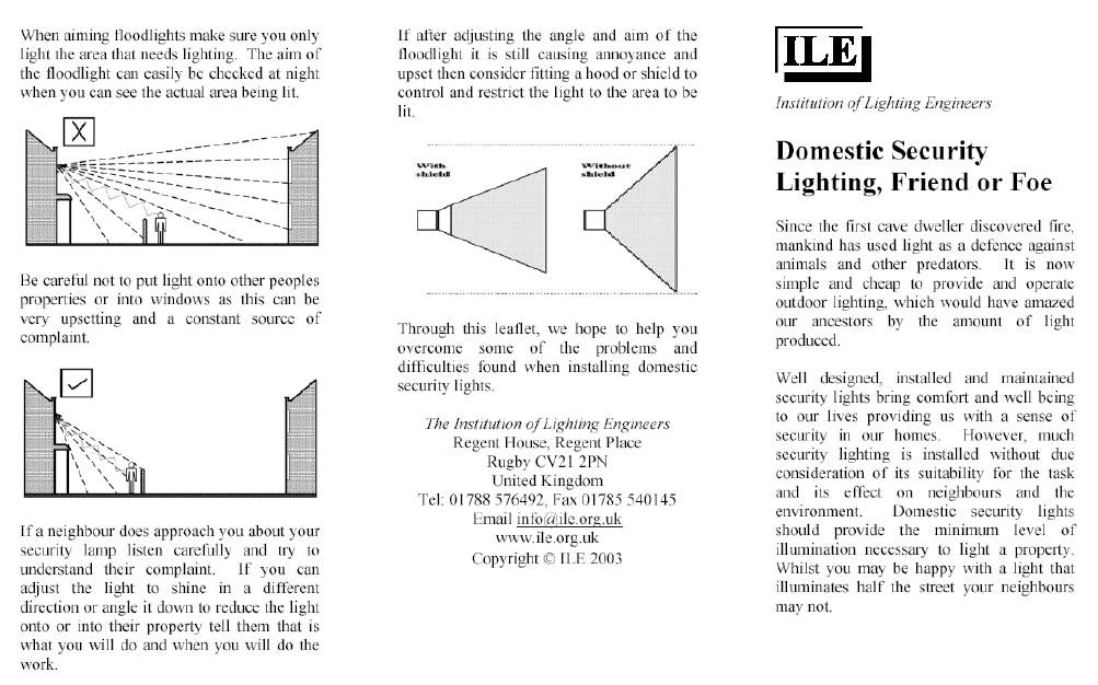 ILE GUIDE TO DOMESTIC SECURITY LIGHTING