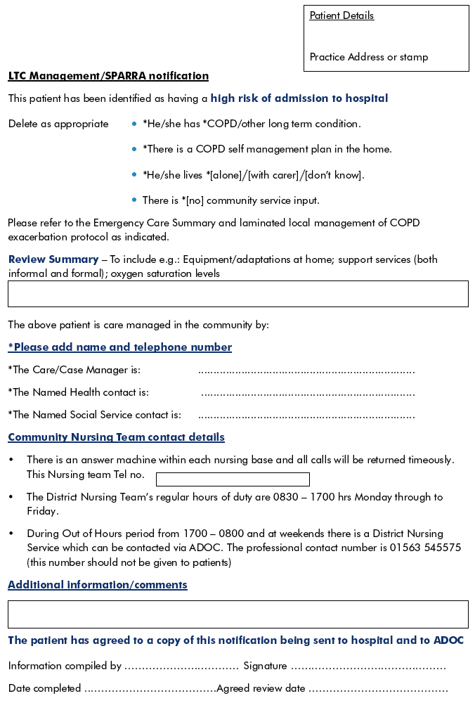 LTC Management/SPARRA notification