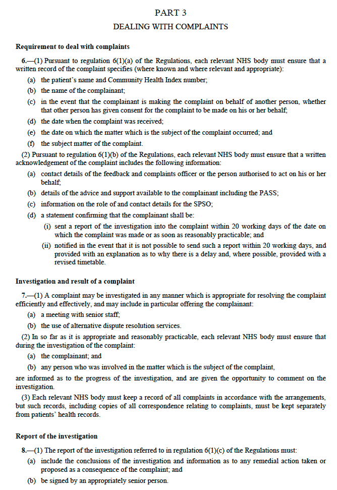 Directions: National Health Service: The Patient Rights (Feedback, Comments, Concerns and Complaints)(Scotland) Directions 2012 Directions: National Health Service: The Patient Rights (Feedback, Comments, Concerns and Complaints)(Scotland) Directions 2012