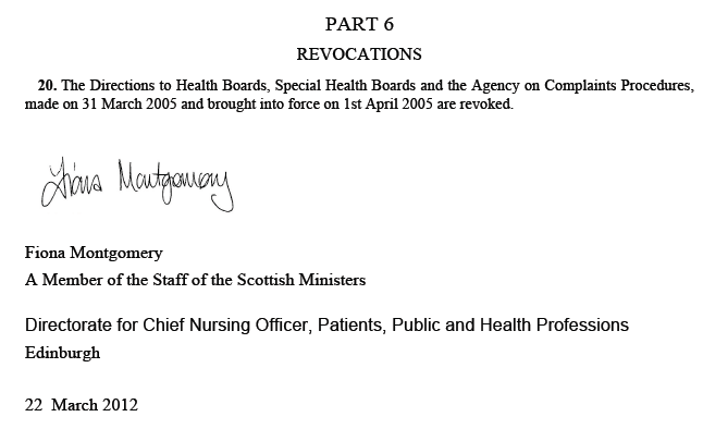 Directions: National Health Service: The Patient Rights (Feedback, Comments, Concerns and Complaints)(Scotland) Directions 2012 Directions: National Health Service: The Patient Rights (Feedback, Comments, Concerns and Complaints)(Scotland) Directions 2012