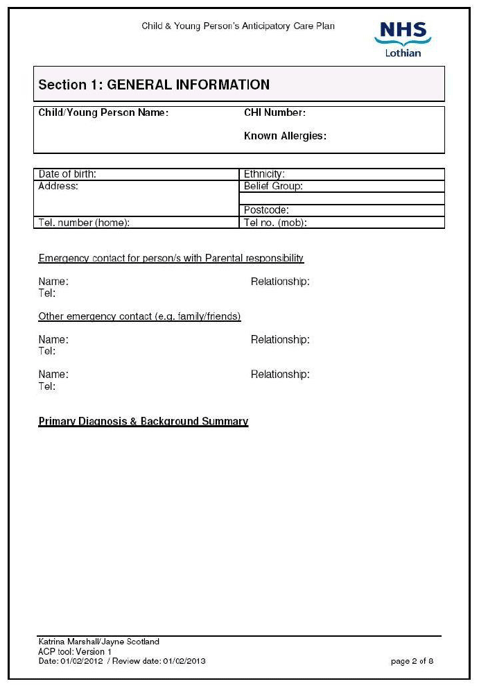 Lothian Advanced Care Plan Lothian Advanced Care Plan