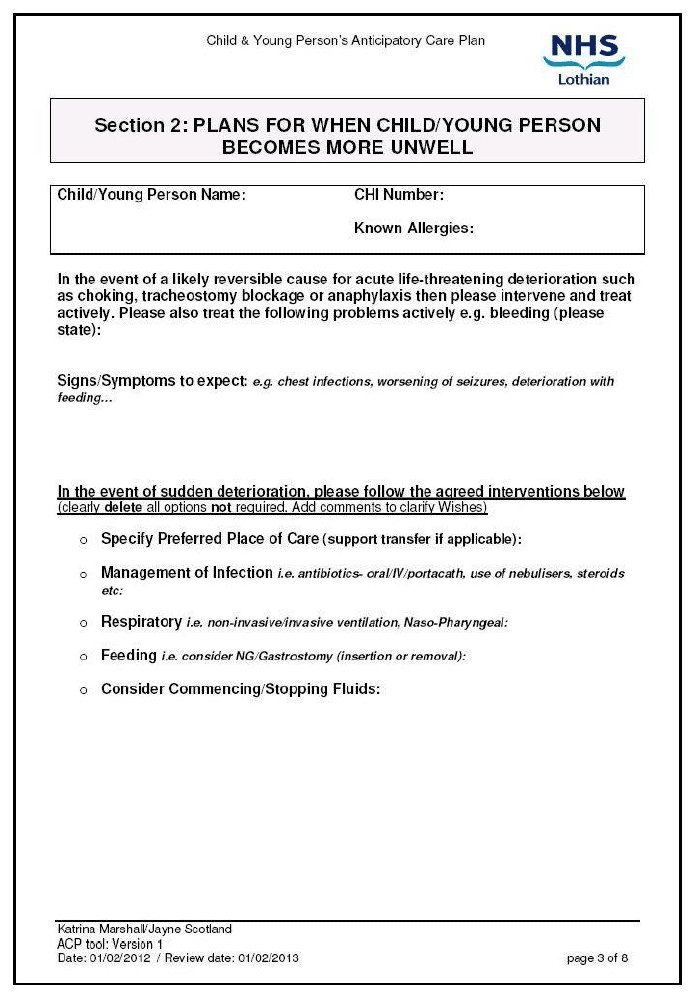 Lothian Advanced Care Plan Lothian Advanced Care Plan