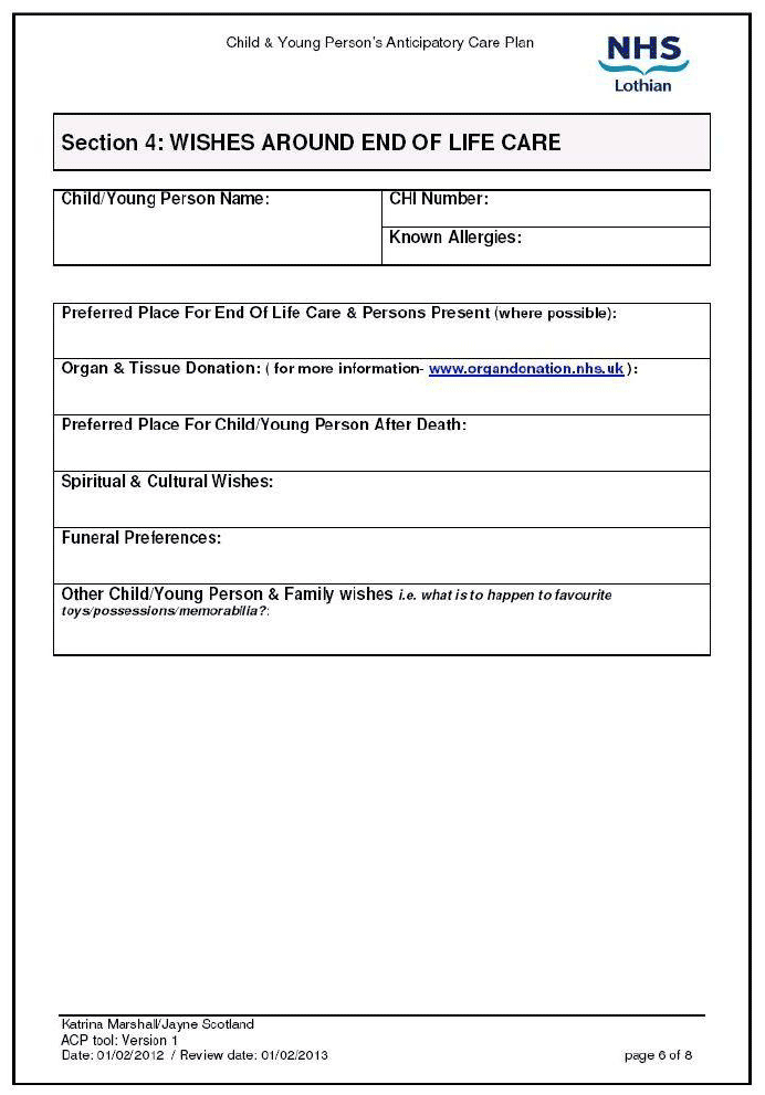 Lothian Advanced Care Plan Lothian Advanced Care Plan