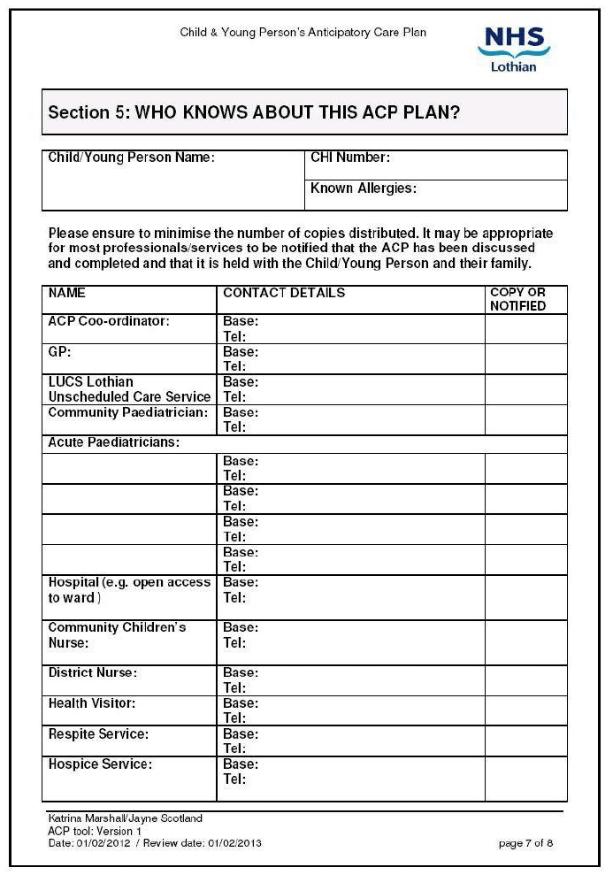 Lothian Advanced Care Plan Lothian Advanced Care Plan
