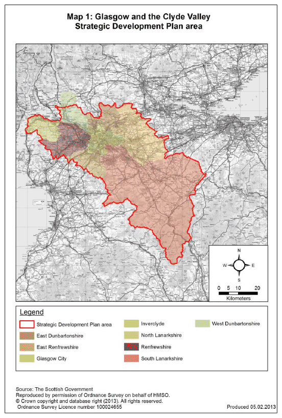 Map 1 Glasgow and the Clyde Valley Strategic Development Plan Area